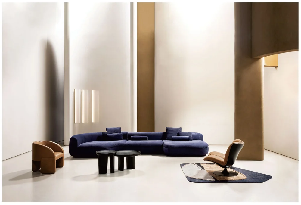 Sofá azul con módulo chaise · Sofás · Ref. WD - 040A · vista 2