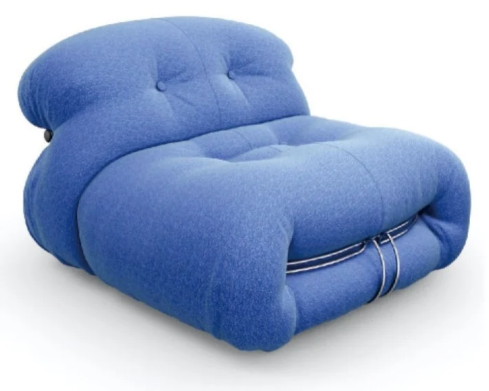 Sillón azul de volúmenes redondeados · Sillas & sillones · Ref. WH - 3069
