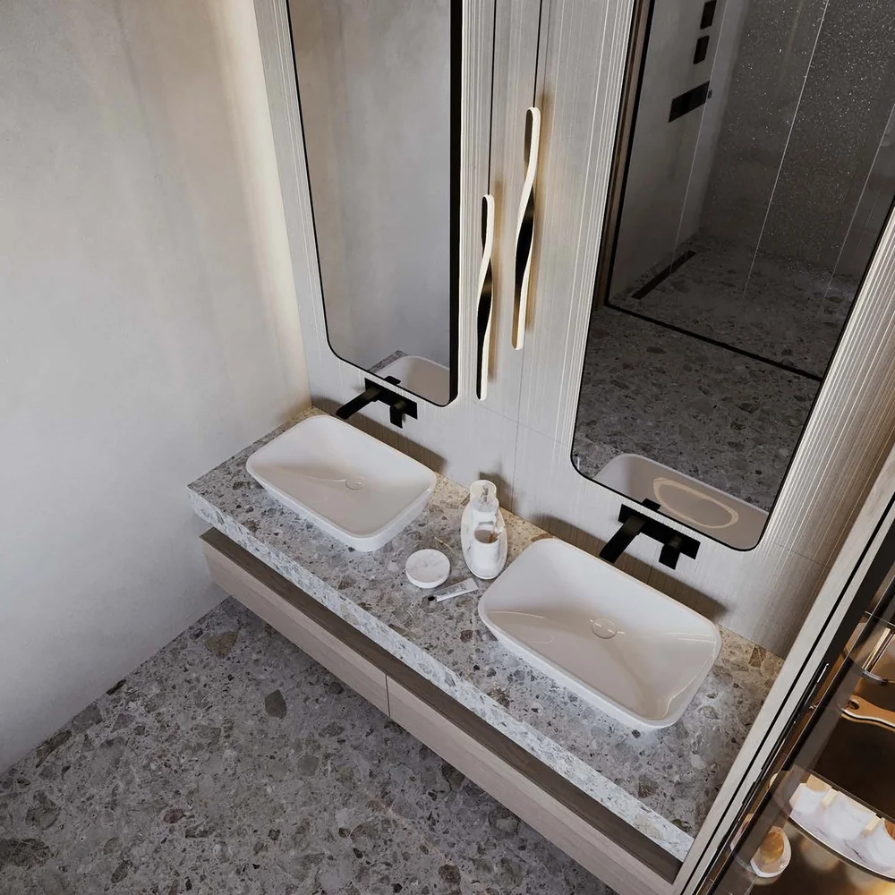 Vanitorio · Doble lavabo con mesada moteada · Vanitories · Ref. WAO-AL-VAN-0020