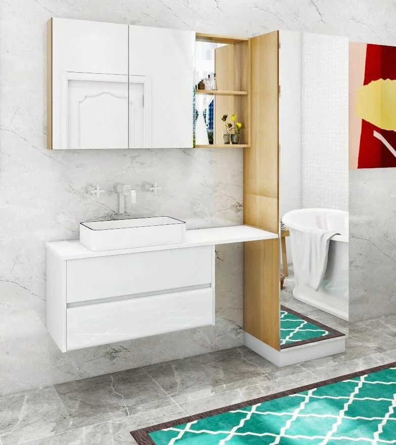 Vanitorio blanco con columna de nichos · Vanitories · Ref. WAO-PA-VAN-0024