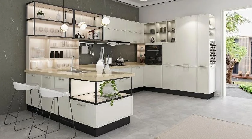 Cocina blanca con isla de vitrina · Cocinas · Ref. WAO-AL-COC-0023