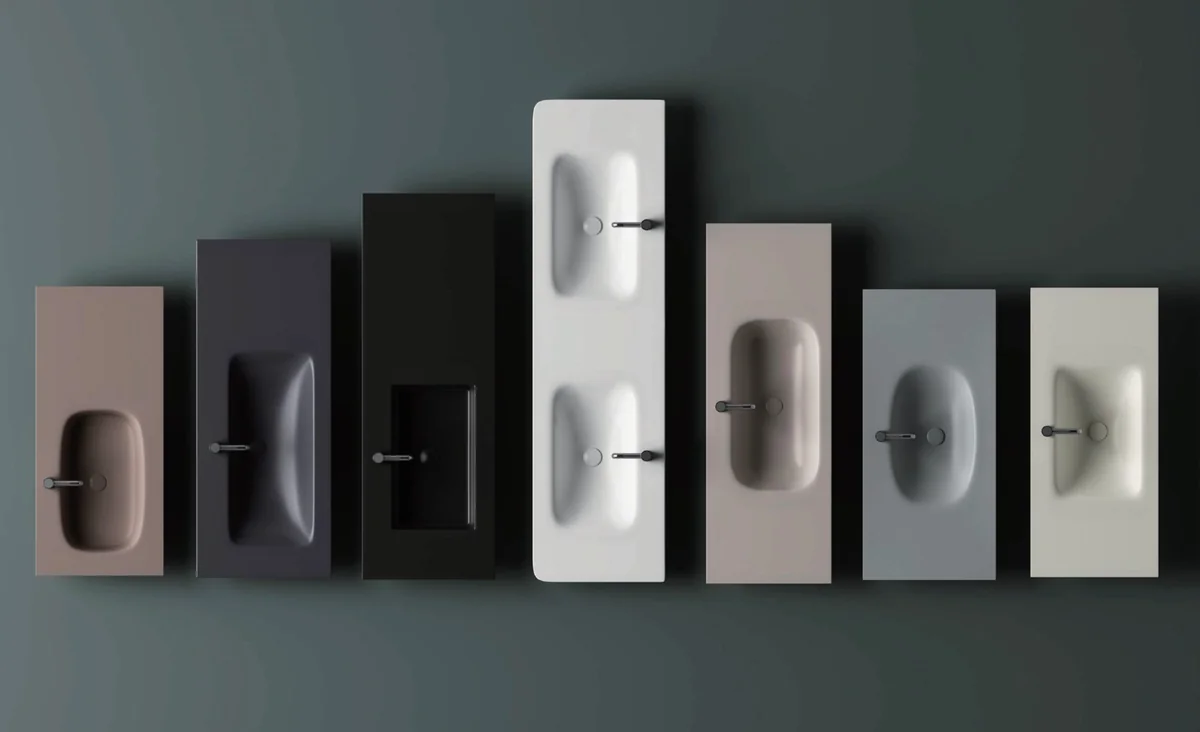 Lavabos integrados de formas curvas · Bachas de baño · Ref. WAO-AL-LAV-0100