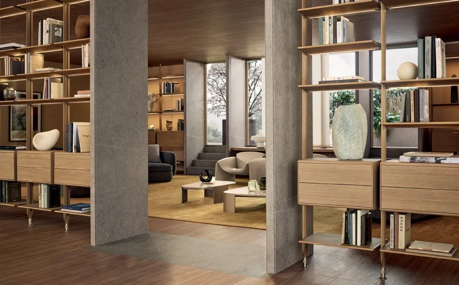 Biblioteca divisoria con módulos de madera · Ref. WAO-AL-GUA-0020