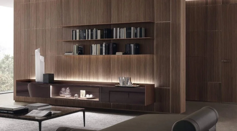 Mueble bajo y biblioteca mural en madera · Ref. WAO-AL-GUA-0029