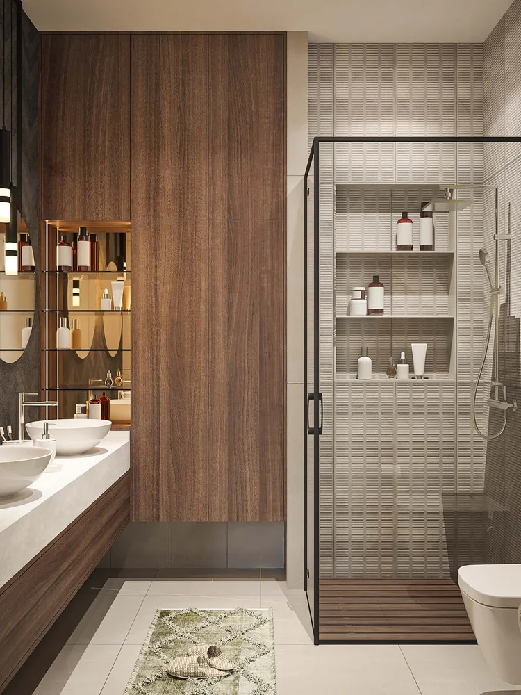 Vanitorio · Madera con doble lavabo y armario · Vanitories · Ref. WAO-AL-VAN-0045 · vista 2