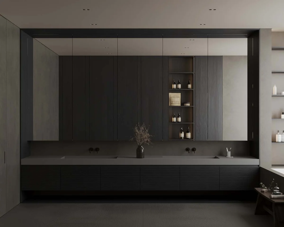 Vanitorio · Negro continuo para baño amplio · Vanitories · Ref. WAO-AL-VAN-0039