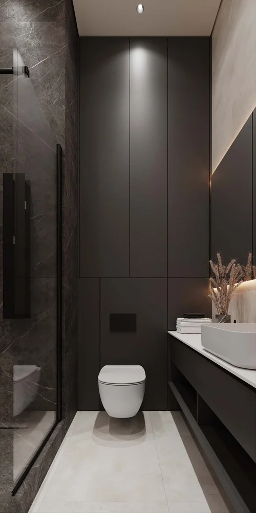 Vanitorio · Negro con repisa y lavabo de apoyo · Vanitories · Ref. WAO-AL-VAN-0056 · vista 2