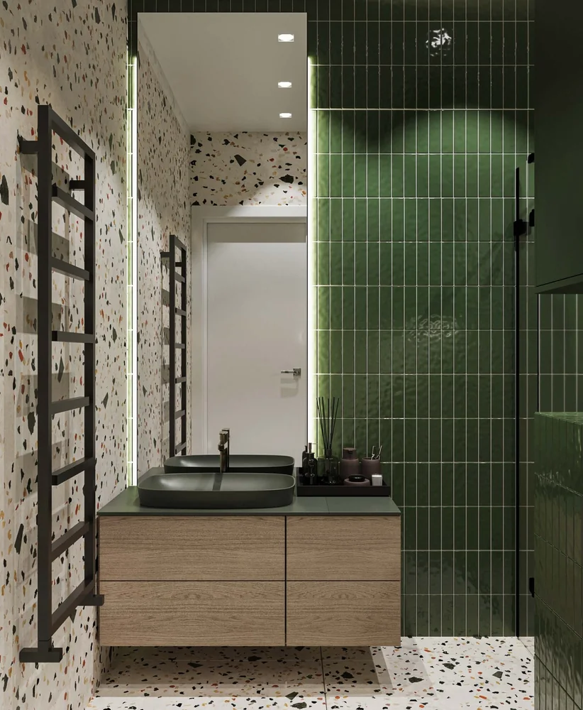 Vanitorio · Madera con lavabo verde · Vanitories · Ref. WAO-AL-VAN-0040