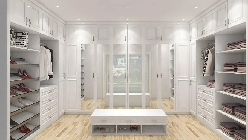Vestidor blanco envolvente con vitrina central · Guardado · Ref. WAO-AL-GUA-0219 · vista 2