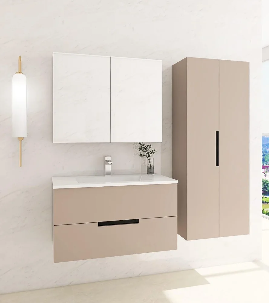 Vanitorio arena con columna lateral · Vanitories · Ref. WAO-PA-VAN-0013