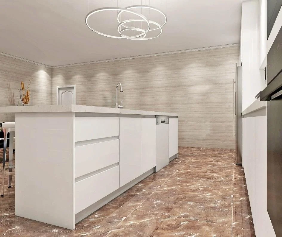 Cocina blanca con isla y frente iluminado · Cocinas · Ref. WAO-AL-COC-0059 · vista 3